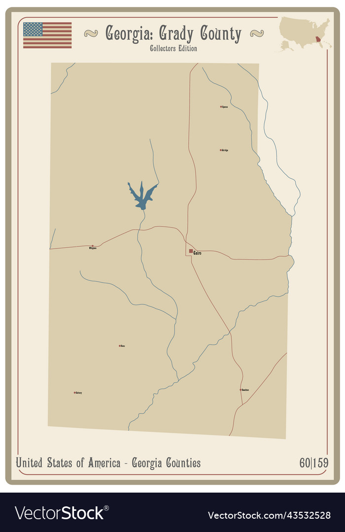 Map of grady county in Royalty Free Vector Image