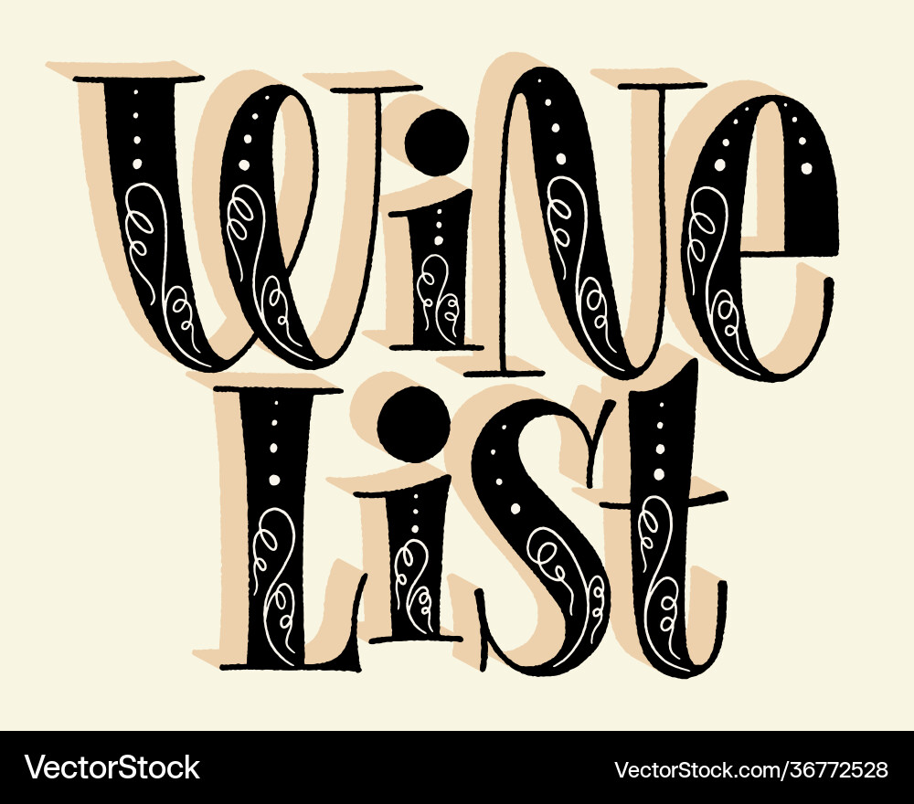 Wine list hand lettering Royalty Free Vector Image