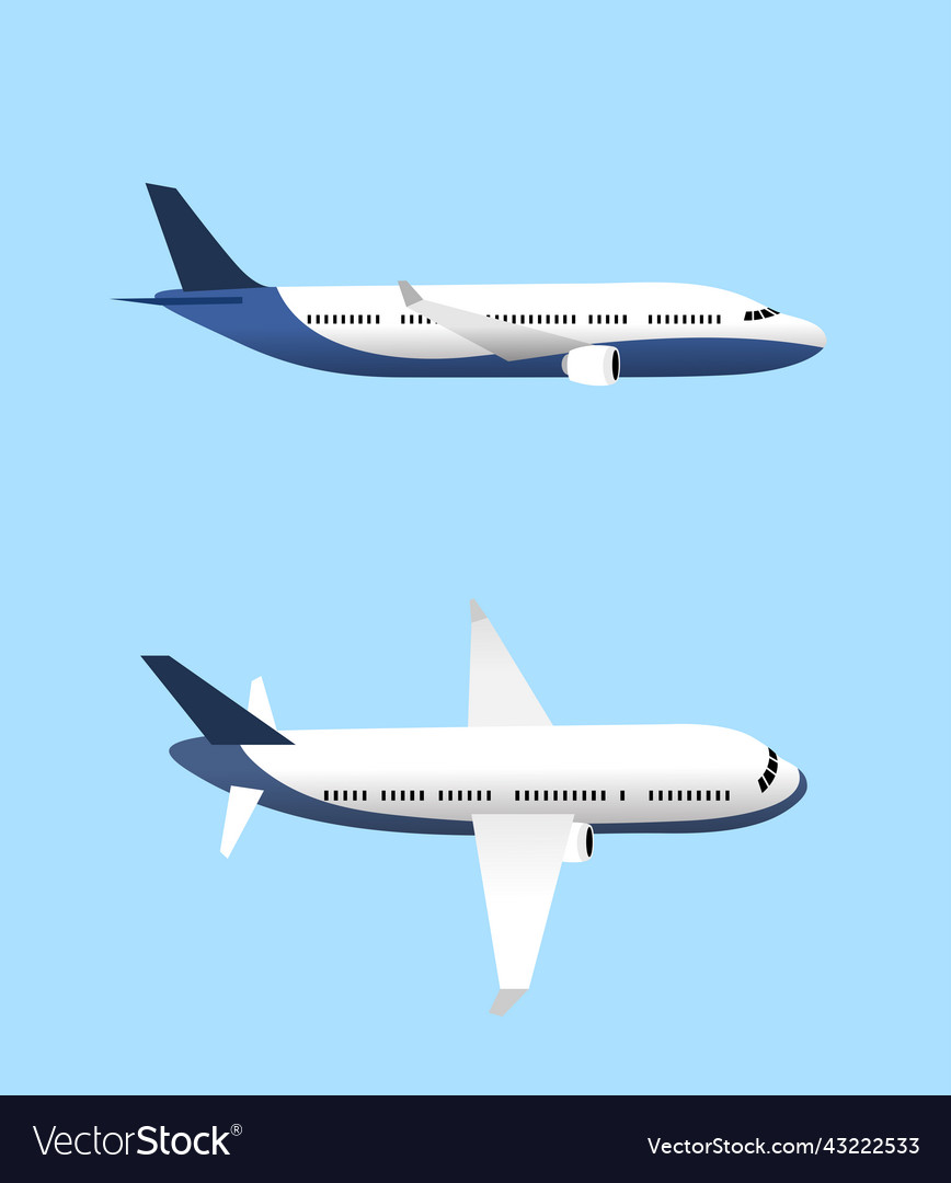 Airplanes isolated side view set Royalty Free Vector Image