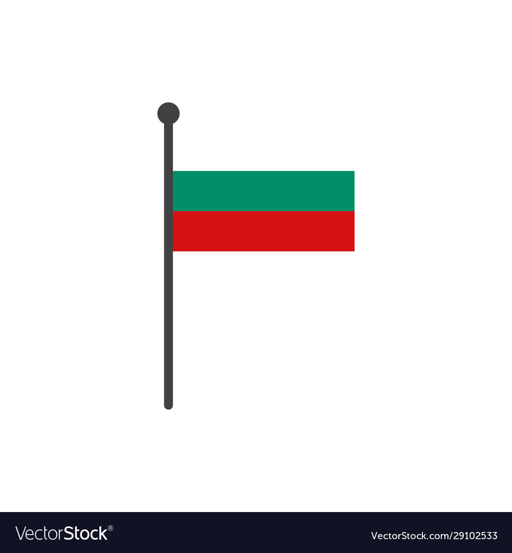 Bulgaria flag with pole icon isolated on white