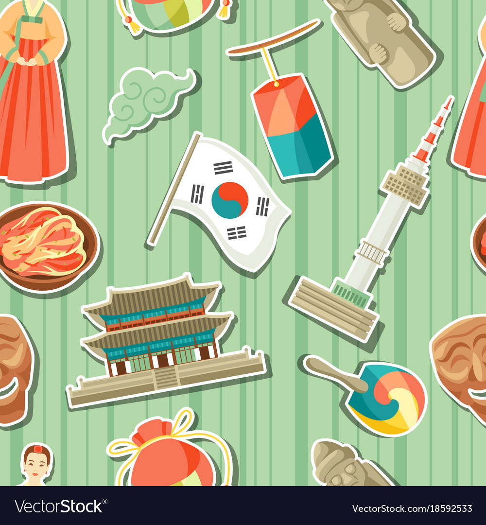 Korea seamless pattern korean traditional sticker Vector Image