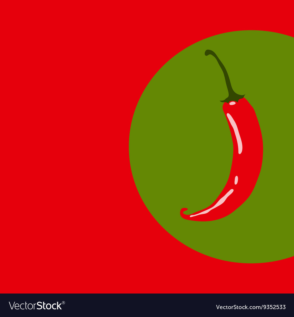 Red chili pepper on green and background Vector Image