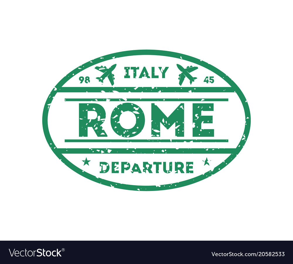 Rome city visa stamp on passport Royalty Free Vector Image