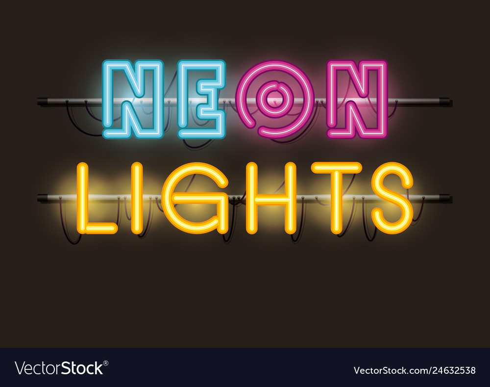 Fonts Neon Lights Icons Royalty Free Vector Image