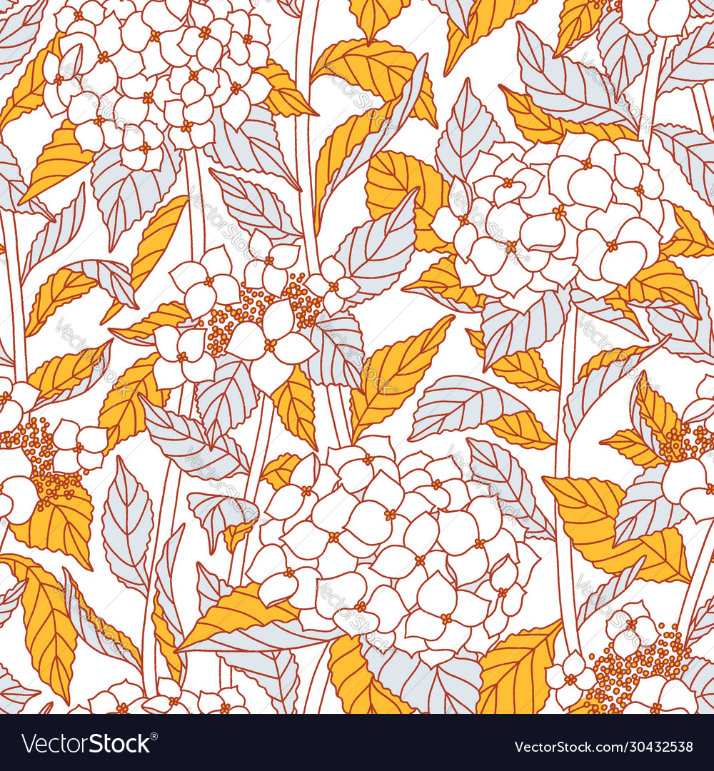 Hydrangea Flowers Seamless Pattern Royalty Free Vector Image