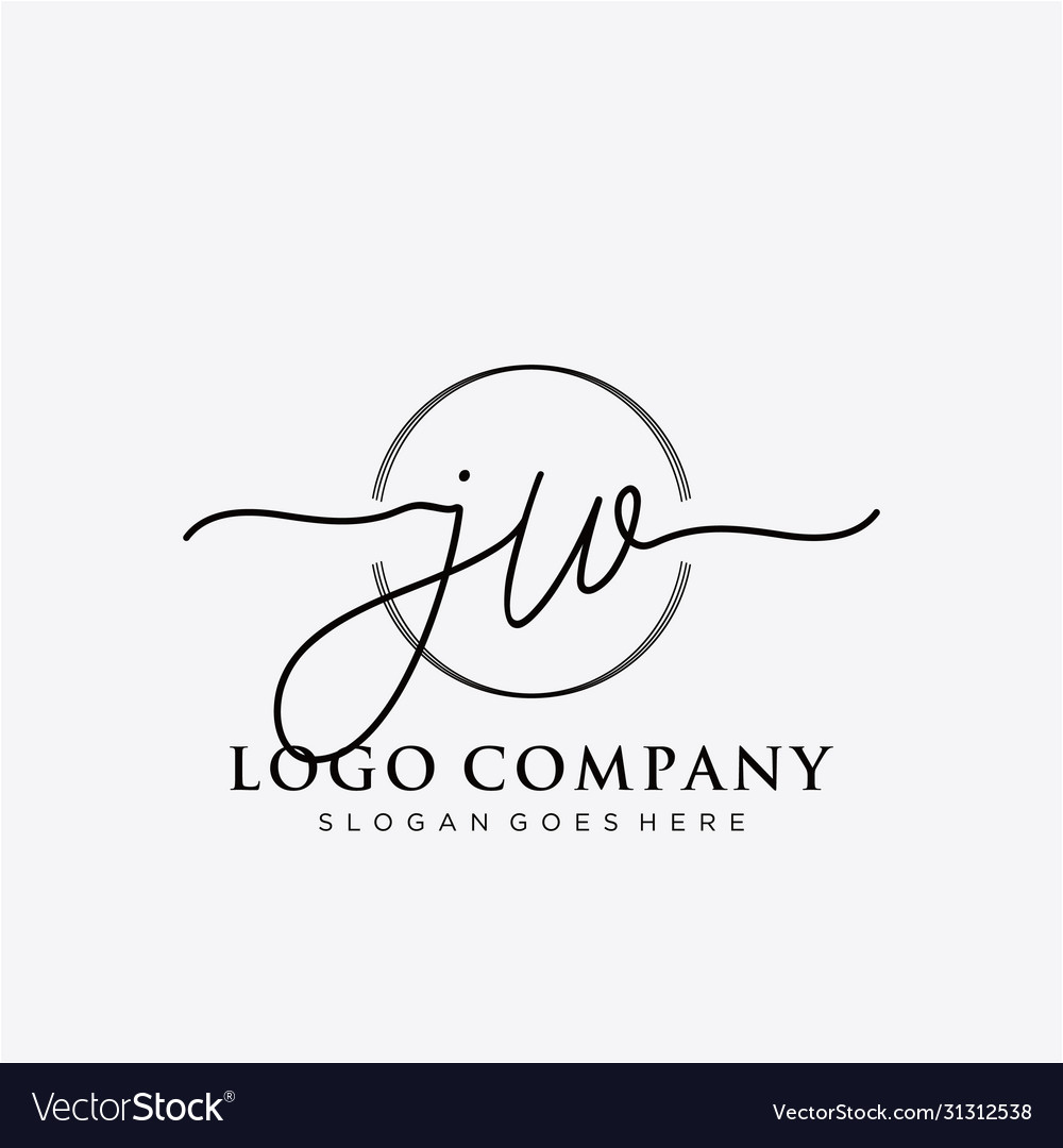 Jw initial handwriting logo design Royalty Free Vector Image