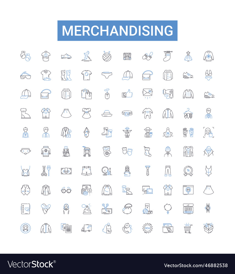 Merchandising outline icons collection Royalty Free Vector