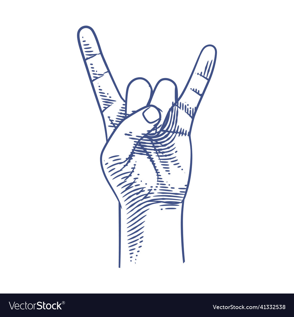 Rock and roll hand gesture line art making