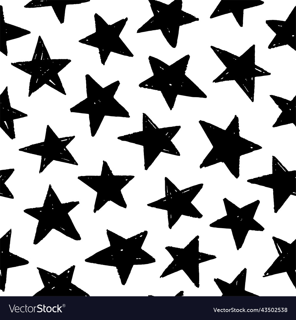 Seamless pattern with black star silhouette Vector Image