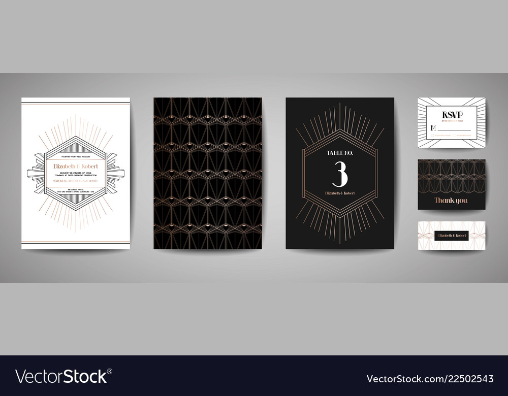 Art deco wedding save the date invitation card Vector Image