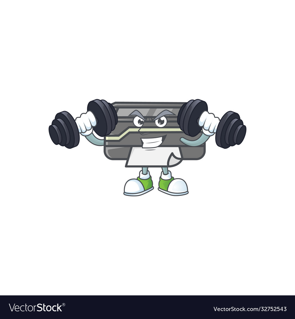 Printer mascot icon on fitness exercise trying