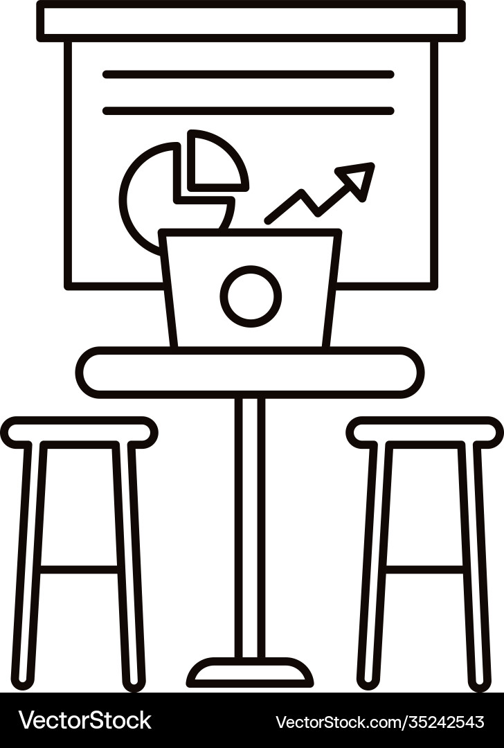 Work place coworking with laptop and statistics Vector Image
