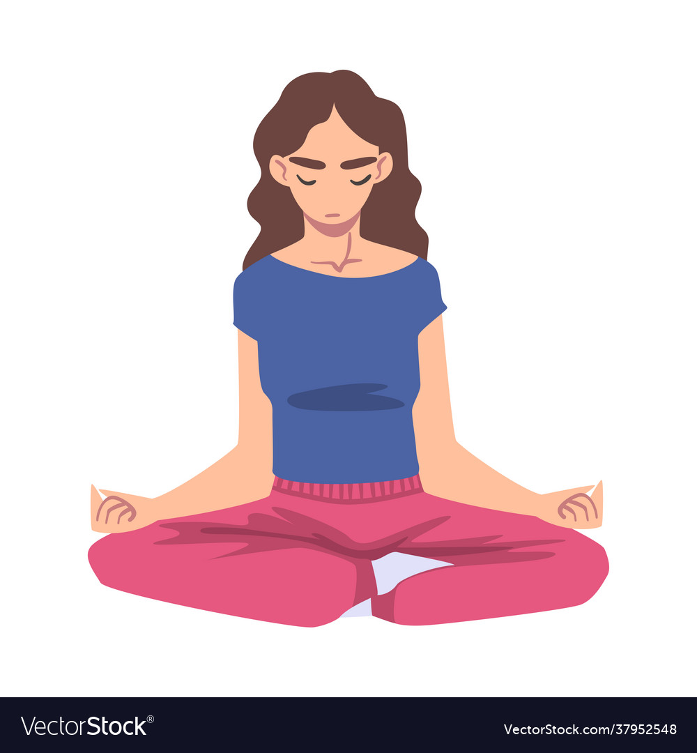 Girl sitting on floor in lotus position Royalty Free Vector