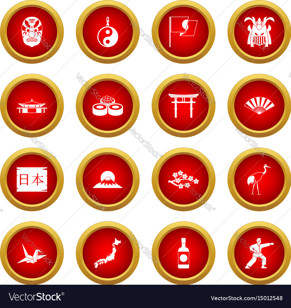 Japan icon red circle set Royalty Free Vector Image