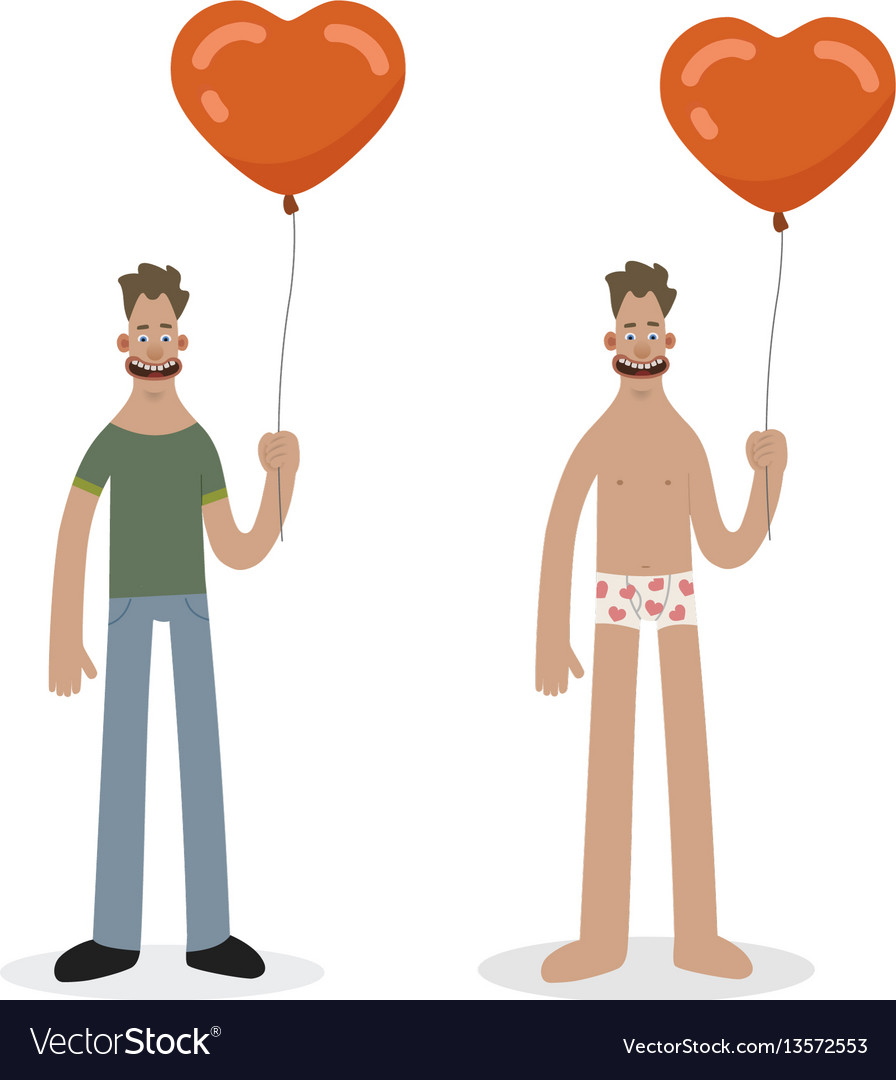 Cartoon man characters with heart balloon Vector Image Cartoon man characters with heart balloon Vector Image