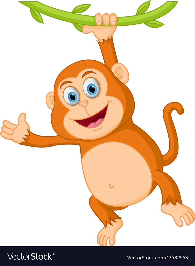 Cute monkey cartoon hanging Royalty Free Vector Image