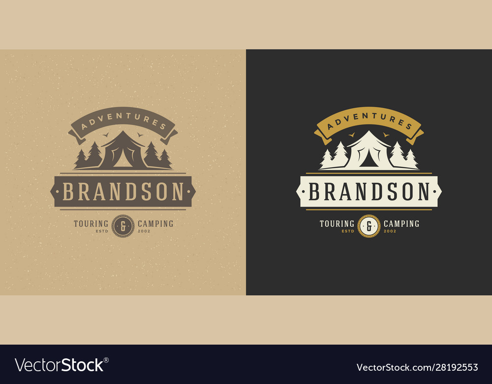 Forest camping logo emblem summer Royalty Free Vector Image