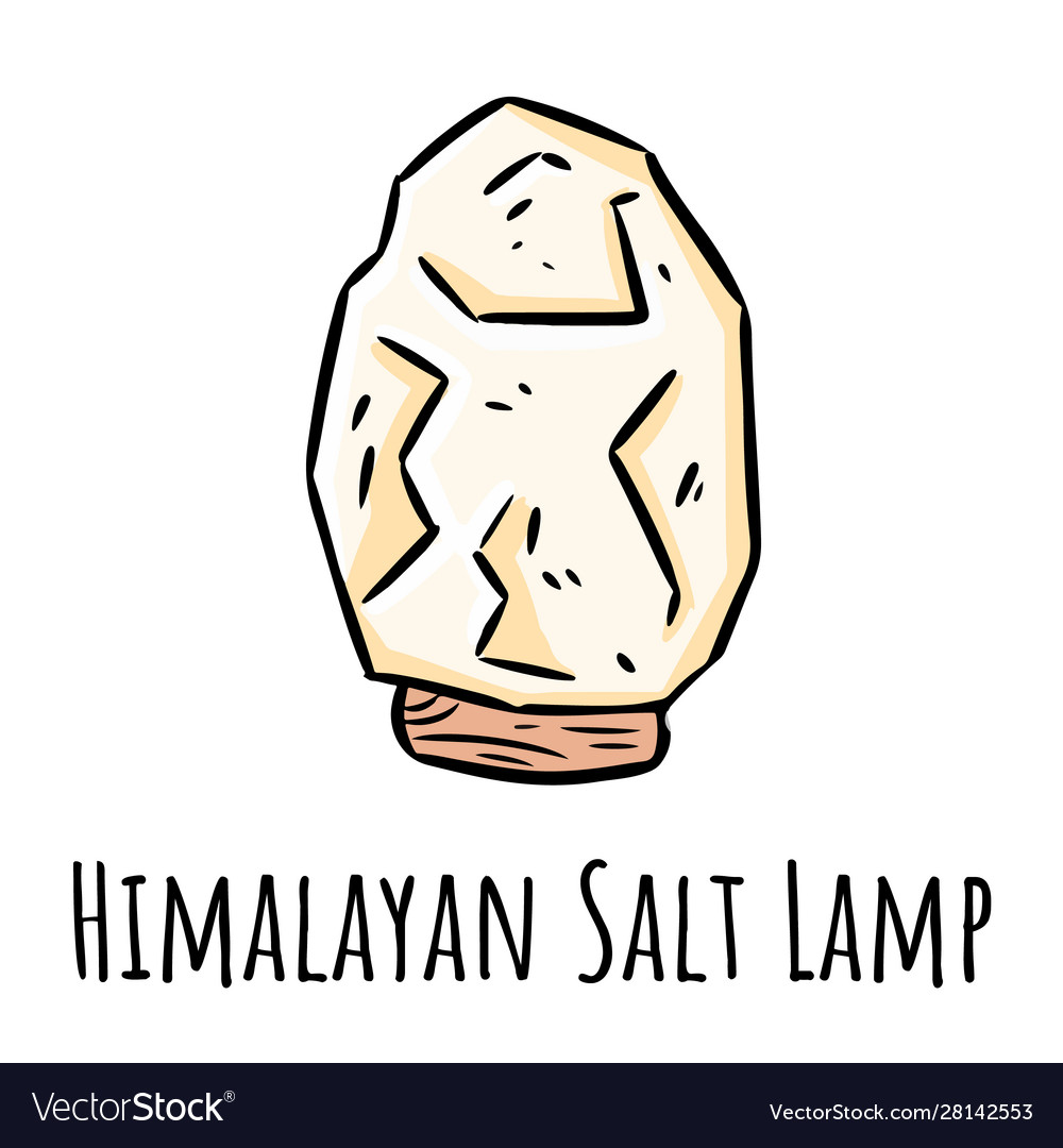 Himalayan white salt lamp doodle linear modern vector image