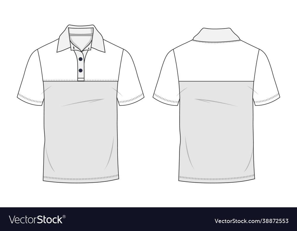 Short sleeve polo shirt flat sketch template Vector Image