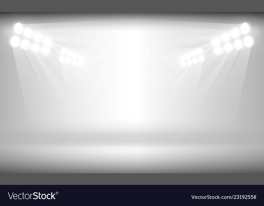 Bright stadium arena lights on white background Vector Image