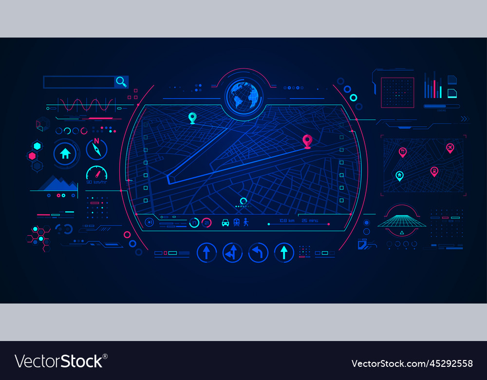 Concept of gps navigation technology interface Vector Image