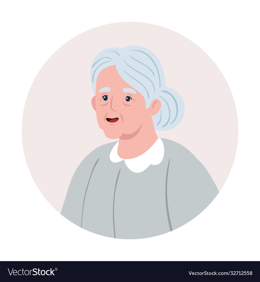 Cute old woman in frame circular grandmother Vector Image