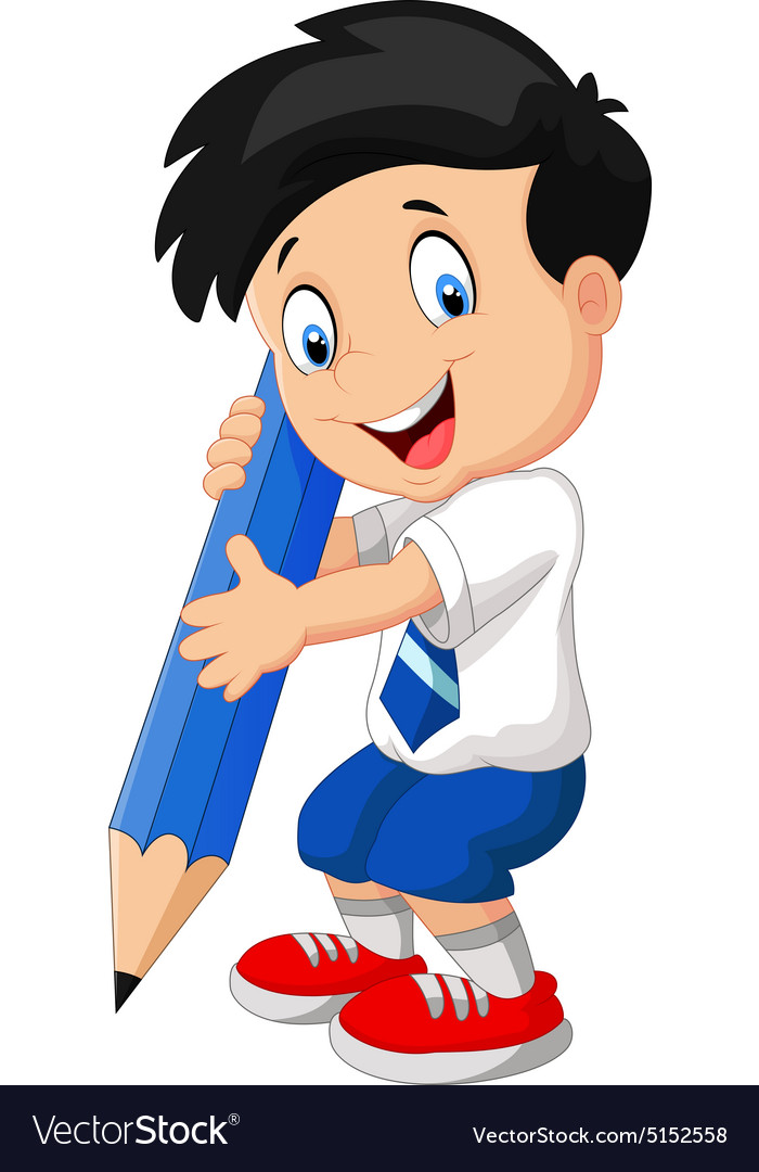 Little boy holding pencil Royalty Free Vector Image