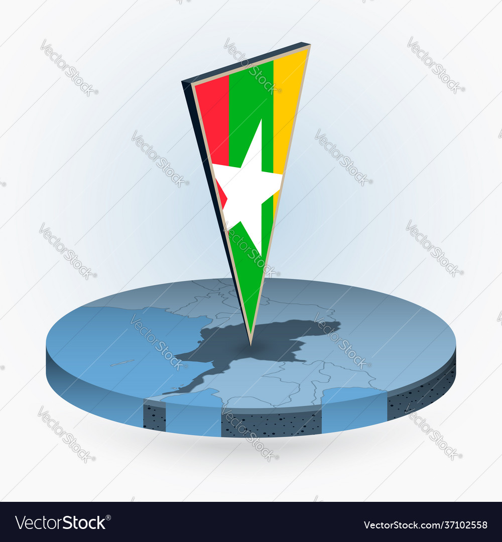 Myanmar map in round isometric style