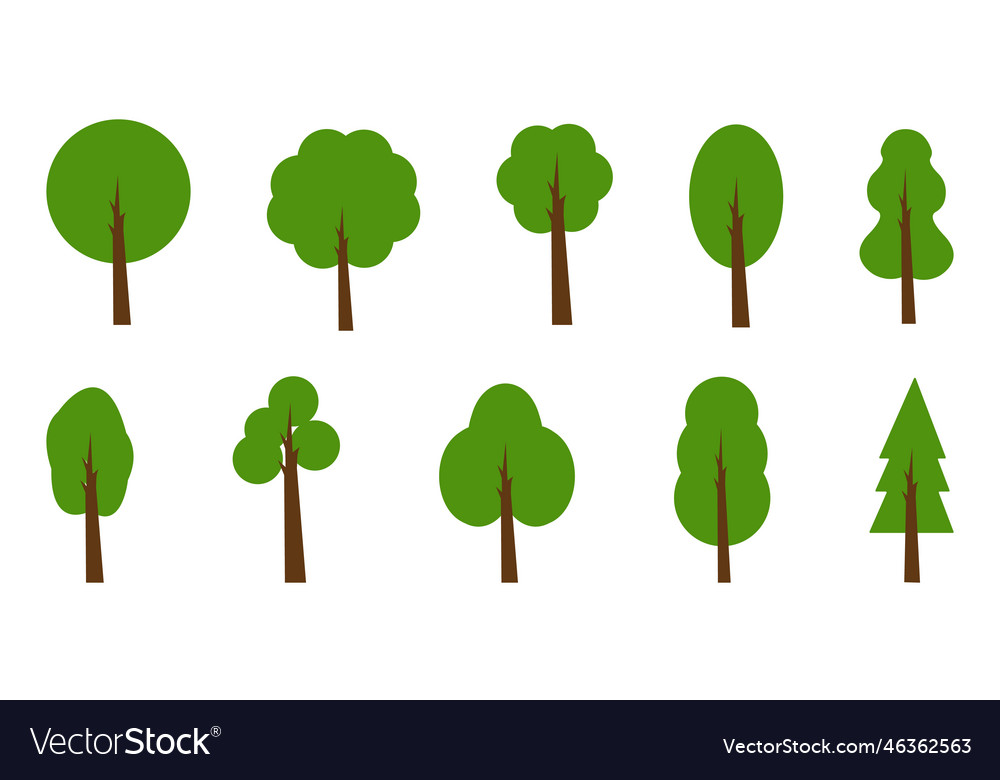 Botanic trees objects set Royalty Free Vector Image
