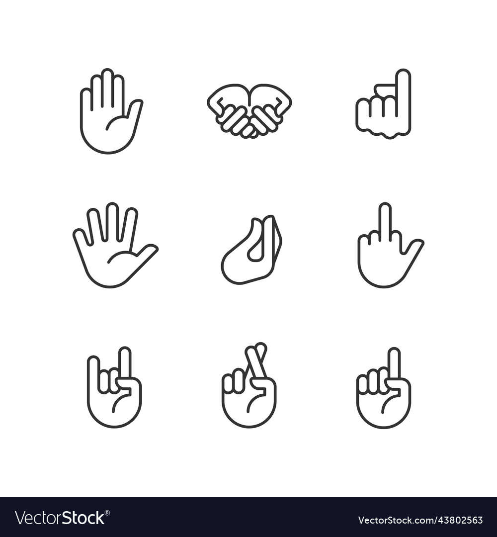 Gestures expression pixel perfect linear icons set