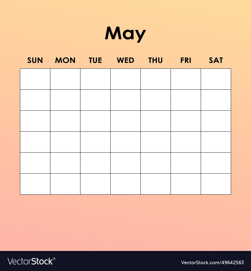 May calendar planner corporate week template Vector Image