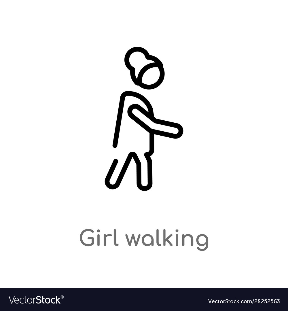 Outline girl walking icon isolated black simple Vector Image