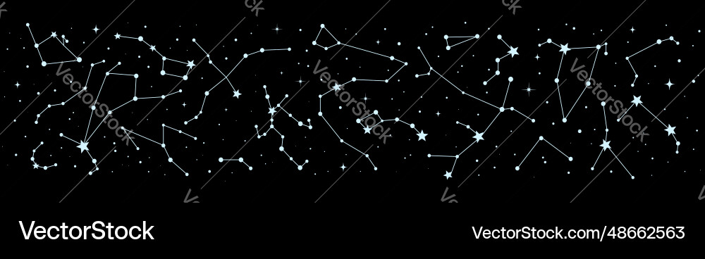 Stars constellation on night sky map astrology Vector Image