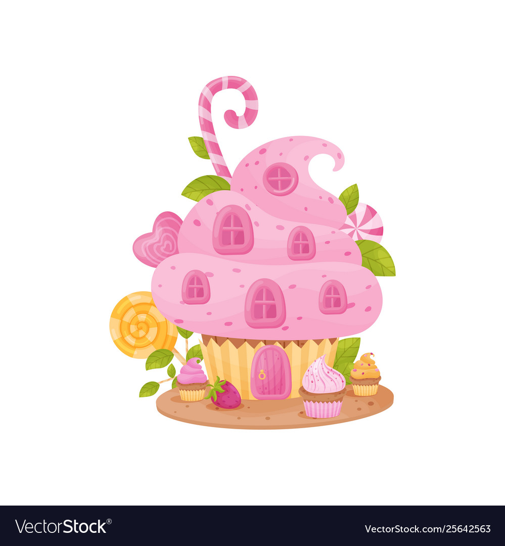 Sweet house in form a basket with cream Royalty Free Vector