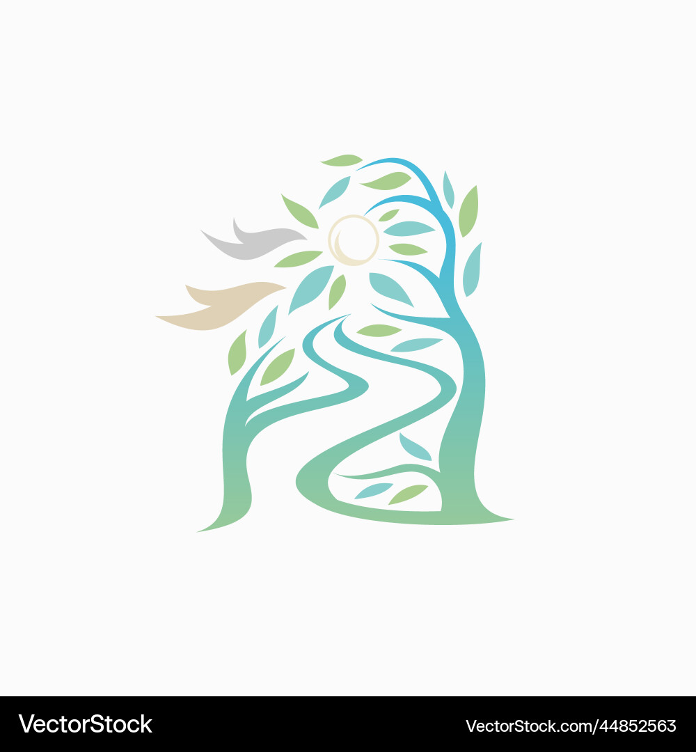 Under the trees flows river Royalty Free Vector Image