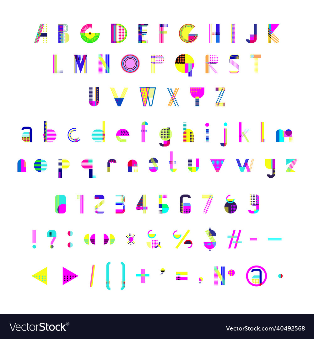 Geometric abstract font Royalty Free Vector Image