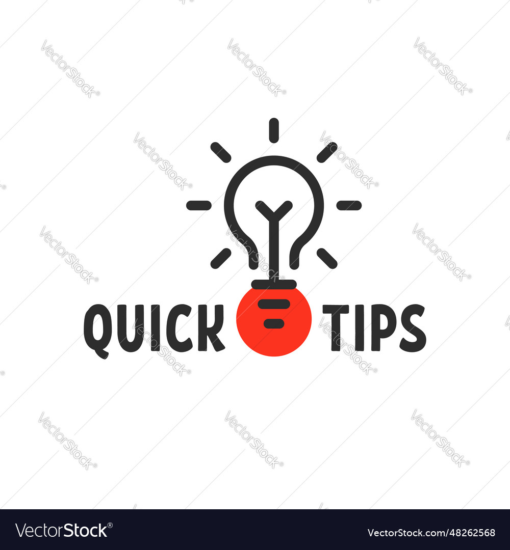 Minimal quick tips icon with black light bulb