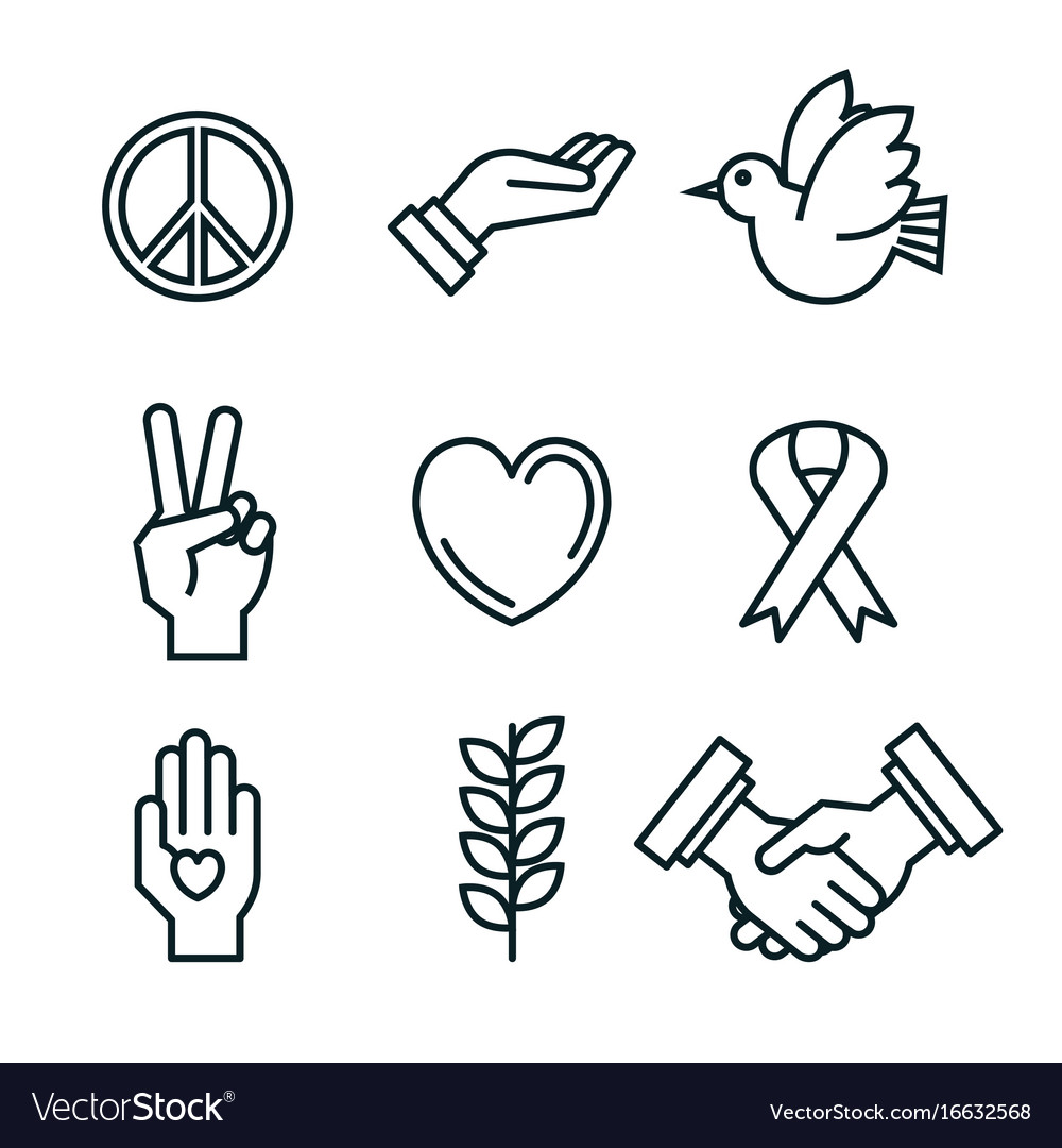 Symbols peace for international peace day icons Vector Image