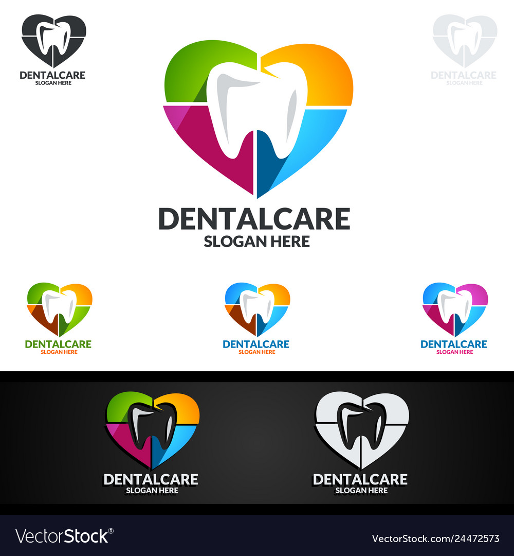 Dental logo with tooth abstract design template Vector Image