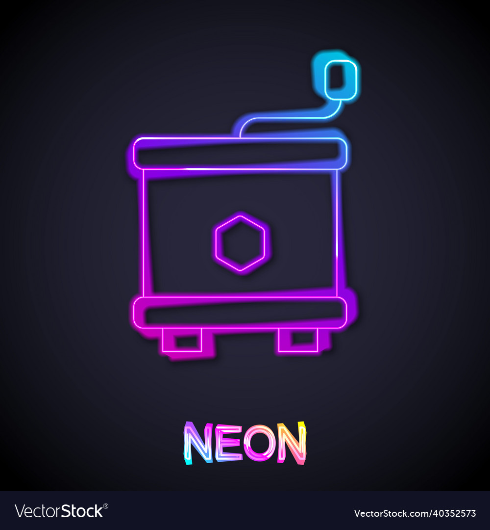 Glowing neon line honey extractor icon isolated