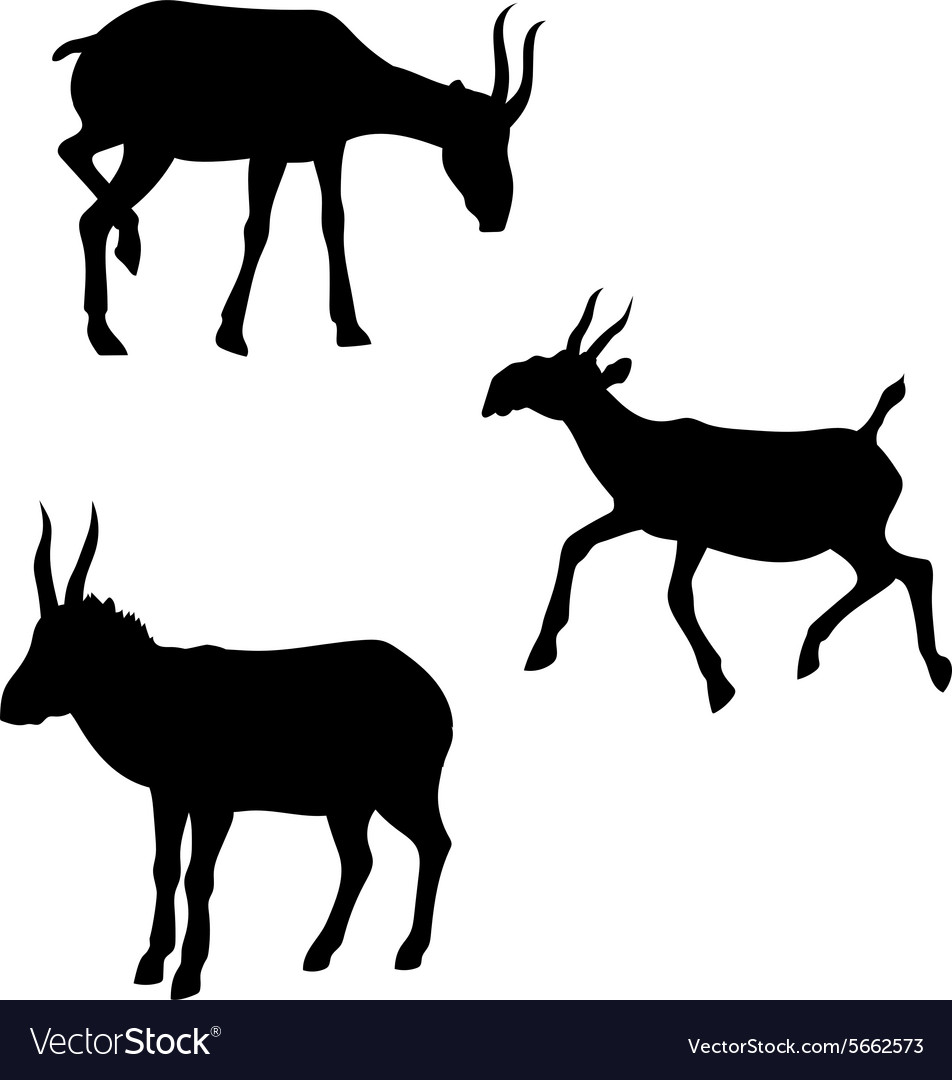 Saiga silhouettes Royalty Free Vector Image - VectorStock