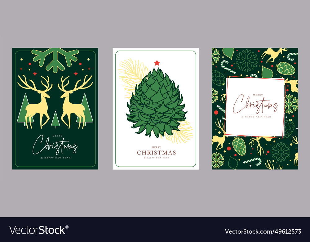 Set of christmas holiday greeting cards or covers Vector Image