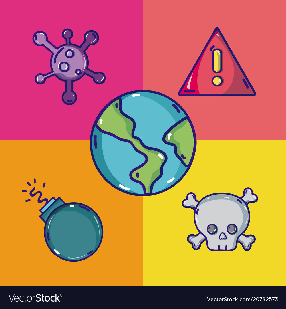 Set of virus and cybercrime cartoons Royalty Free Vector