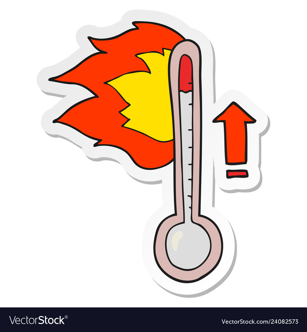 Sticker of a cartoon rising temperature Royalty Free Vector