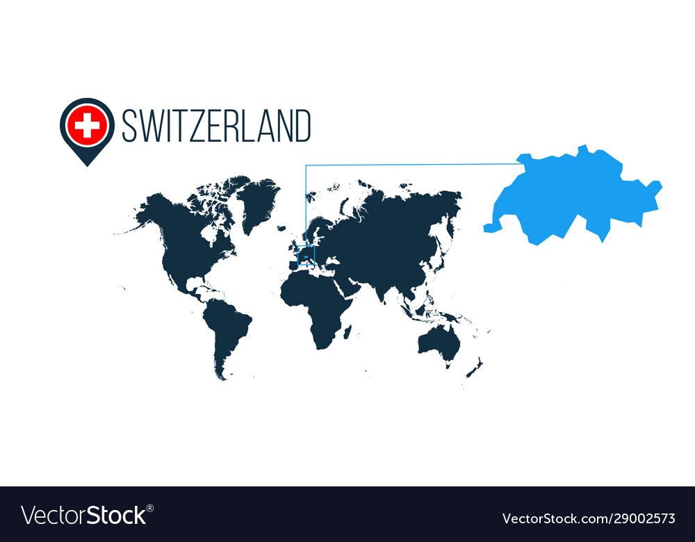 Switzerland Location On World Map Royalty Free Vector Image   Switzerland Location On World Map Vector 29002573 