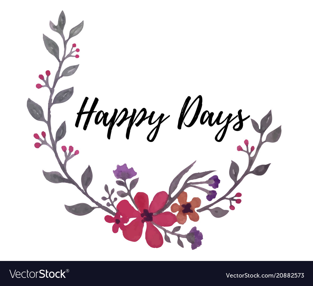 watercolor flowers wreaths hand drawn with words vector image floral words