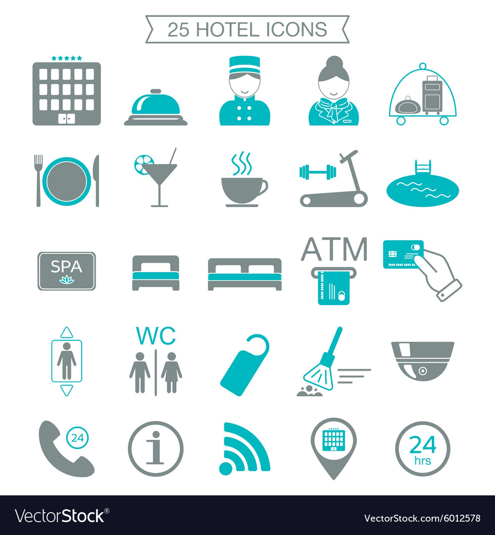 25 Line Hotel Services Icons. Color Block. Logo, Glyphs And Pictogram  Collection. Vector Illustration Royalty Free SVG, Cliparts, Vectors, and  Stock Illustration. Image 46999096.