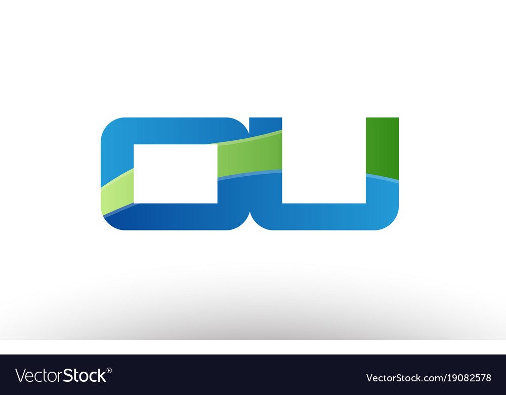 blue green ou o u alphabet letter logo royalty free vector