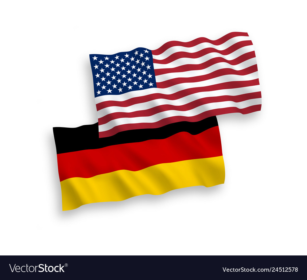 Flags of germany and america on a white background