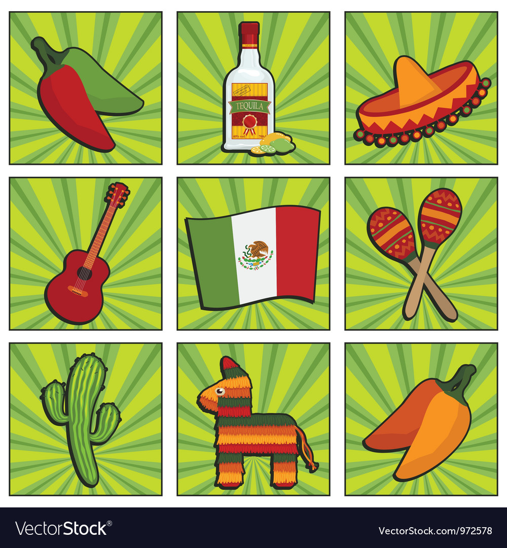 mexican-icons-royalty-free-vector-image-vectorstock